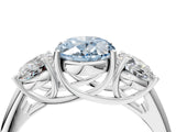 White gold Three-Stone Fancy Blue Oval Cut Diamond Engagement Ring with Prong Setting_19
