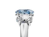 White gold Three-Stone Fancy Blue Oval Cut Diamond Engagement Ring with Prong Setting_20