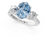 White gold Three-Stone Fancy Blue Oval  Cut Diamond Pavé Band with Four-Prong Setting_29