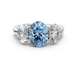 White gold Three-Stone Fancy Blue Oval  Cut Diamond Ring with Channel-Set Band and Four-Prong Setting_49