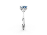 White gold Three-Stone Fancy Blue Oval  Cut Diamond Ring with Pear Side Stones in Four-Prong Setting_112