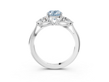 White gold Three-Stone Fancy Blue Oval  Cut Diamond Ring with Pear Side Stones in Four-Prong Setting_113
