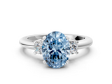 White gold Three-Stone Fancy Blue Oval  Cut Diamond Solitaire with Prong Setting and Classic Band_42