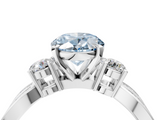 White gold Three-Stone Fancy Blue Oval  Cut Diamond Twist Band with Prong Setting_42