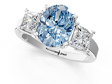 White gold Three-Stone Fancy Blue Oval  Cut Solitaire Ring with Prong Setting_4