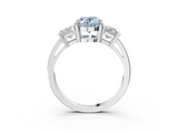 White gold Three-Stone Fancy Blue Oval  Cut Solitaire Ring with Prong Setting_6