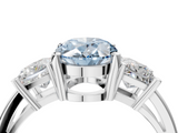 White gold Three-Stone Fancy Blue Oval  Cut Solitaire Ring with Prong Setting_7