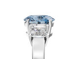 White gold Three-Stone Fancy Blue Oval  Cut Solitaire Ring with Prong Setting_8