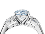 White gold Three-Stone Fancy Blue Oval  Diamond Ring with Pear Side Stones in Four-Prong Setting_41