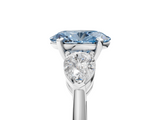 White gold Three-Stone Fancy Blue Oval  Diamond Ring with Pear Side Stones in Four-Prong Setting_43