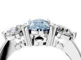 White gold Three-Stone Fancy Blue Pear  Brilliant Cut Solitaire Ring with Prong Setting on a Classic Band 1