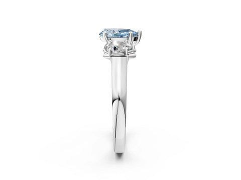 White gold Three-Stone Fancy Blue Pear Cut Brilliant Diamond Trellis Ring with Comfort Fit Band_14