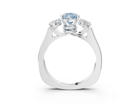 White gold Three-Stone Fancy Blue Pear Cut Brilliant Diamond Trellis Ring with Comfort Fit Band_15