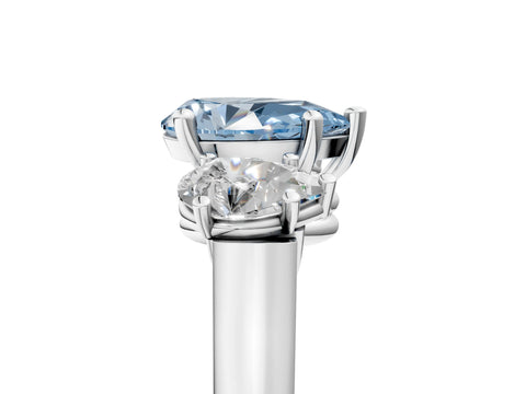White gold Three-Stone Fancy Blue Pear Cut Brilliant Diamond Trellis Ring with Comfort Fit Band_17