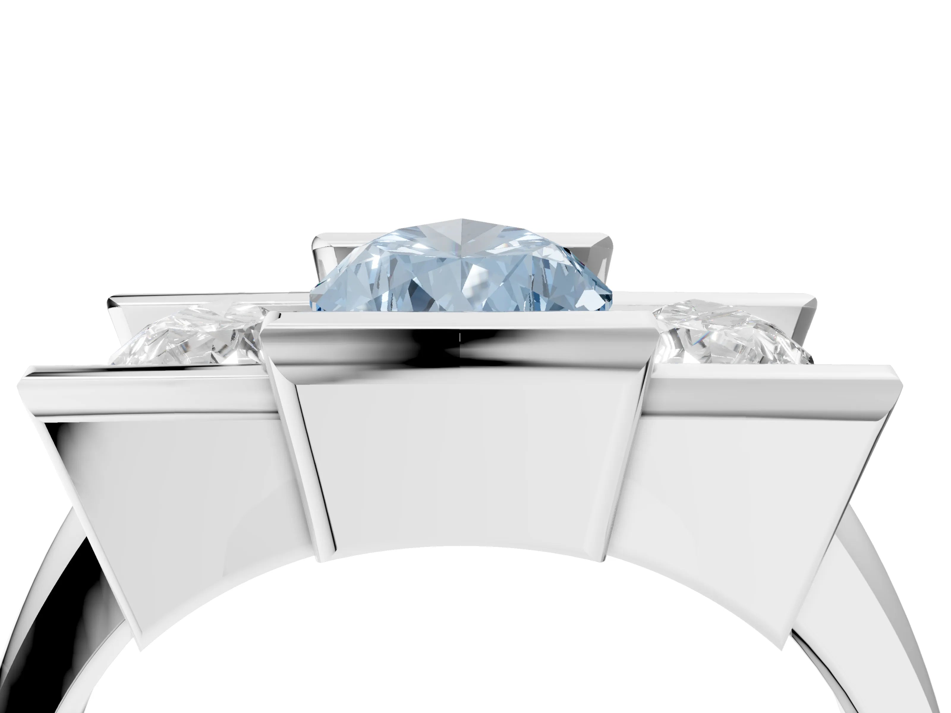 White gold Three Stone Fancy Blue Pear Cut Cut Channel Set Diamond Ring_28