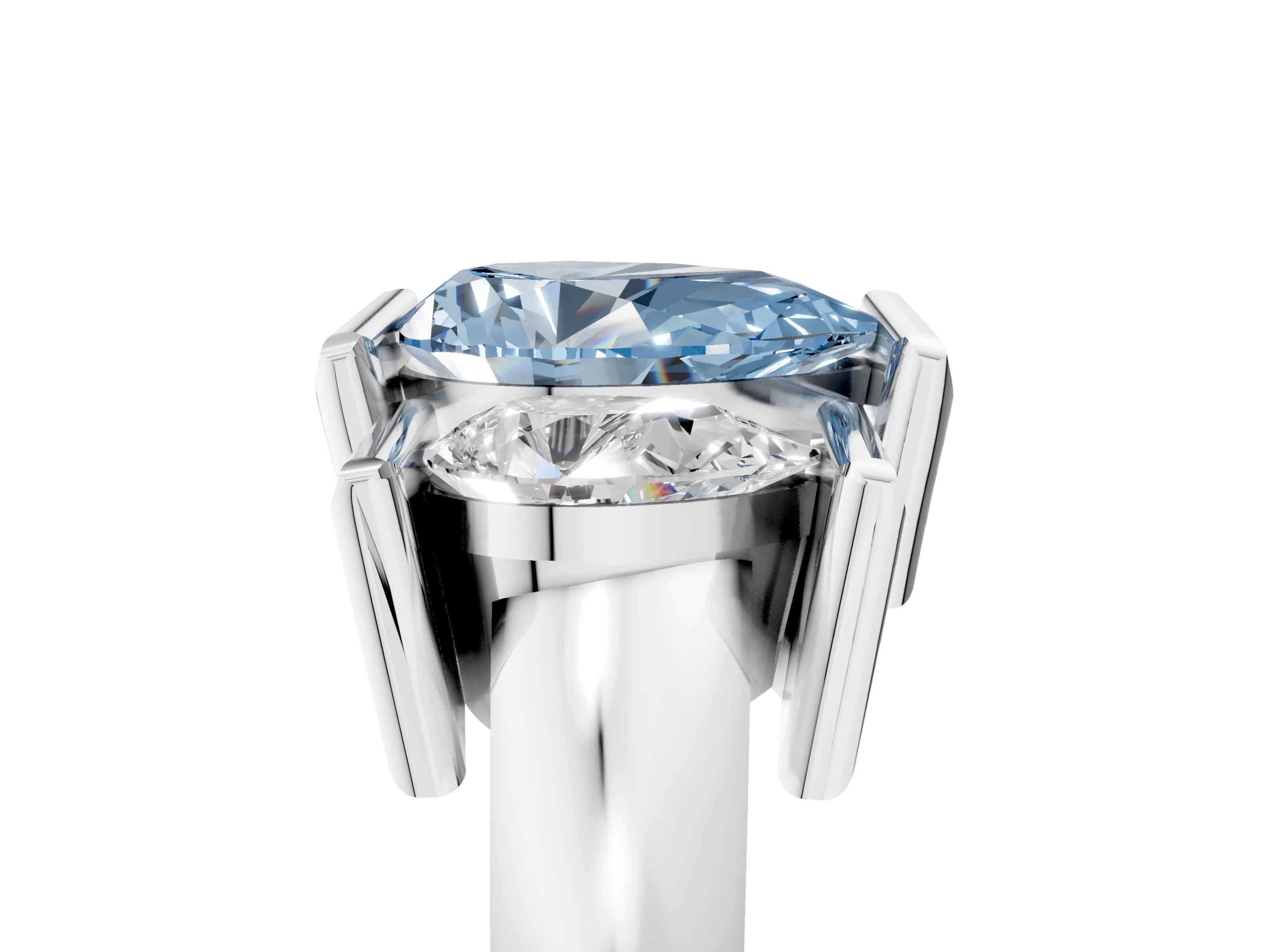 White gold Three Stone Fancy Blue Pear Cut Cut Channel Set Diamond Ring_29