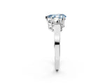 White gold Three-Stone Fancy Blue Pear Cut Cut Diamond Engagement Ring with Flat Band and Four-Prong Setting_14