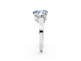 White gold Three-Stone Fancy Blue Pear Cut Cut Diamond Engagement Ring with Flat Band and Four-Prong Setting_14