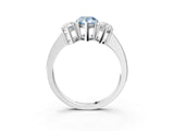 White gold Three-Stone Fancy Blue Pear Cut Cut Diamond Engagement Ring with Flat Band and Four-Prong Setting_15