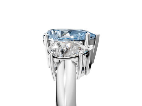 White gold Three-Stone Fancy Blue Pear Cut Cut Diamond Engagement Ring with Prong Setting on a White Gold Band_17