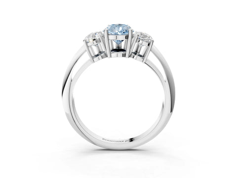 White gold Three-Stone Fancy Blue Pear Cut Cut Diamond Engagement Ring with Prong Setting on a White Gold Band_22