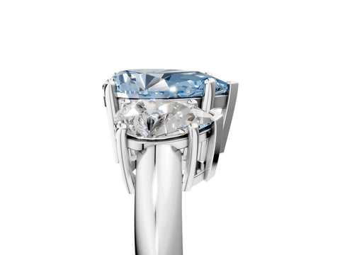 White gold Three-Stone Fancy Blue Pear Cut Cut Diamond Engagement Ring with Prong Setting on a White Gold Band_24