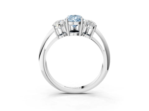 White gold Three-Stone Fancy Blue Pear Cut Cut Diamond Engagement Ring with Prong Setting on a White Gold Band_46