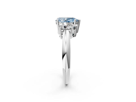 White gold Three-Stone Fancy Blue Pear Cut Cut Diamond Engagement Ring with Prong Setting on a White Gold Band_58