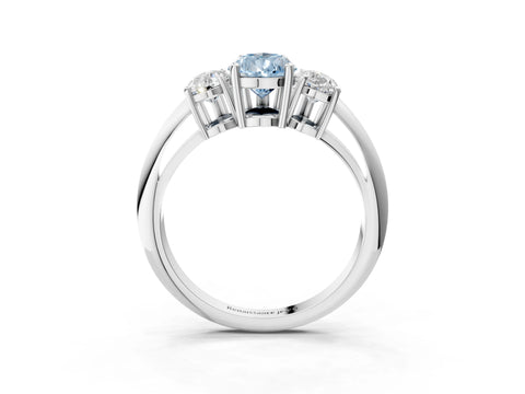 White gold Three-Stone Fancy Blue Pear Cut Cut Diamond Engagement Ring with Prong Setting on a White Gold Band_59