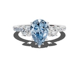 White gold Three-Stone Fancy Blue Pear Cut Cut Diamond Pavé Band with Prong Setting_27