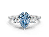White gold Three-Stone Fancy Blue Pear Cut Cut Diamond Pavé Band with Prong Setting_36
