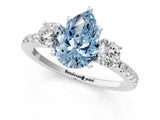 White gold Three-Stone Fancy Blue Pear Cut Cut Diamond Pavé Band with Prong Setting_37