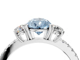 White gold Three-Stone Fancy Blue Pear Cut Cut Diamond Pavé Band with Prong Setting_37