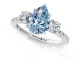 White gold Three-Stone Fancy Blue Pear Cut Cut Diamond Pavé Band with Prong Setting_49