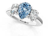 White gold Three-Stone Fancy Blue Pear Cut Cut Diamond Ring with Channel Set Band and Four-Prong Setting_37