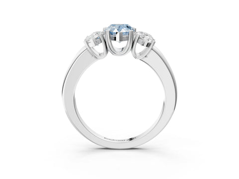 White gold Three-Stone Fancy Blue Pear Cut Cut Diamond Ring with Channel Set Band and Four-Prong Setting_3