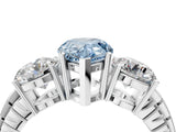White gold Three-Stone Fancy Blue Pear Cut Cut Diamond Ring with Channel-Set Band and Prong Setting_16