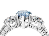 White gold Three-Stone Fancy Blue Pear Cut Cut Diamond Ring with Channel-Set Band and Prong Setting_4