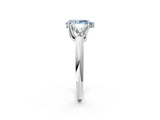 White gold Three-Stone Fancy Blue Pear Cut Cut Diamond Ring with Trillion Side Stones and Four-Prong Setting_13