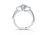 White gold Three-Stone Fancy Blue Pear Cut Cut Diamond Ring with Trillion Side Stones and Four-Prong Setting_14