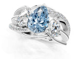 White gold Three-Stone Fancy Blue Pear Cut Cut Diamond Split Shank Prong Set Ring_13