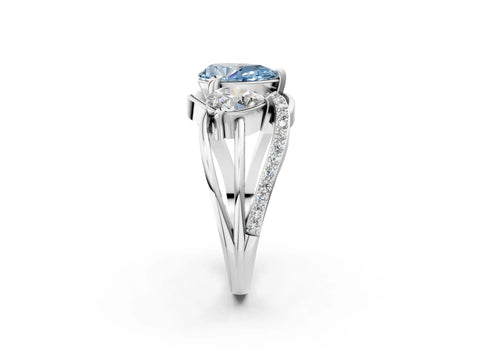 White gold Three-Stone Fancy Blue Pear Cut Cut Diamond Split Shank Prong Set Ring_14