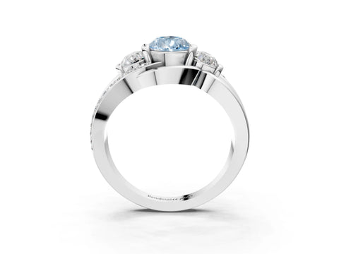 White gold Three-Stone Fancy Blue Pear Cut Cut Diamond Split Shank Prong Set Ring_15