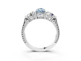 White gold Three-Stone Fancy Blue Pear Cut Cut Milgrain Band Prong Setting Ring_3