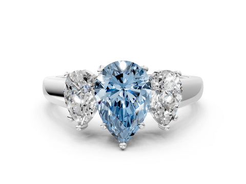 White gold Three-Stone Fancy Blue Pear Cut Cut Solitaire Ring with Classic Prong Setting_12