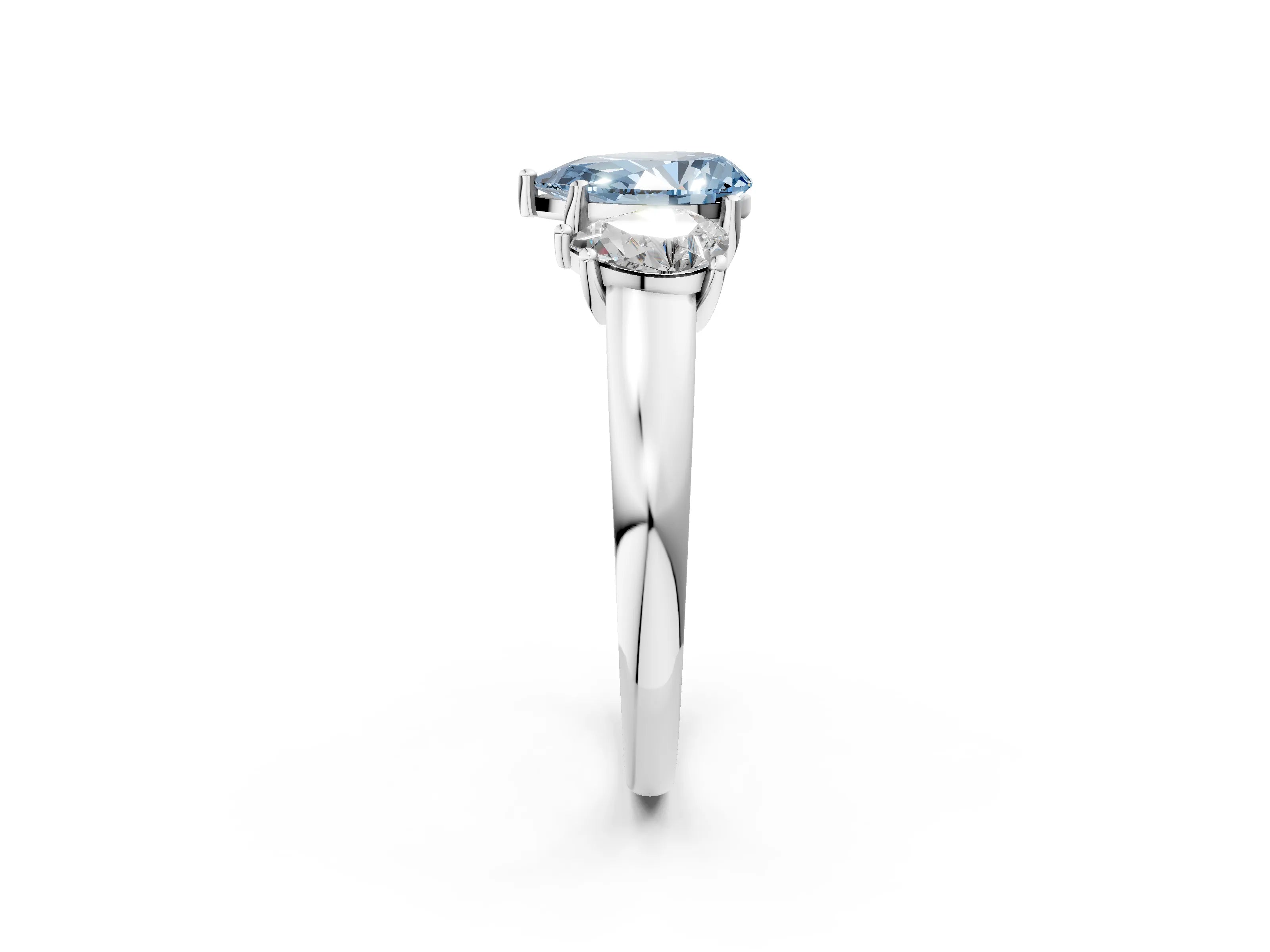 White gold Three-Stone Fancy Blue Pear Cut Cut Solitaire Ring with Classic Prong Setting_14