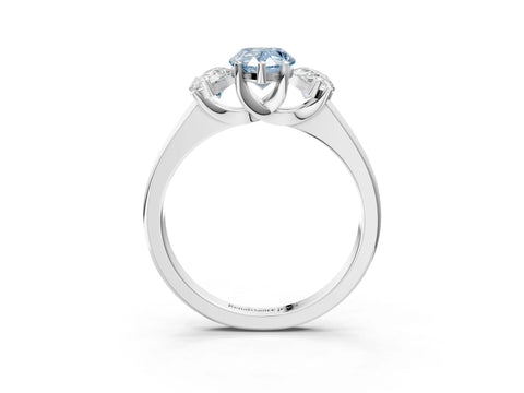 White gold Three-Stone Fancy Blue Pear Cut Cut Solitaire Ring with Classic Prong Setting_15