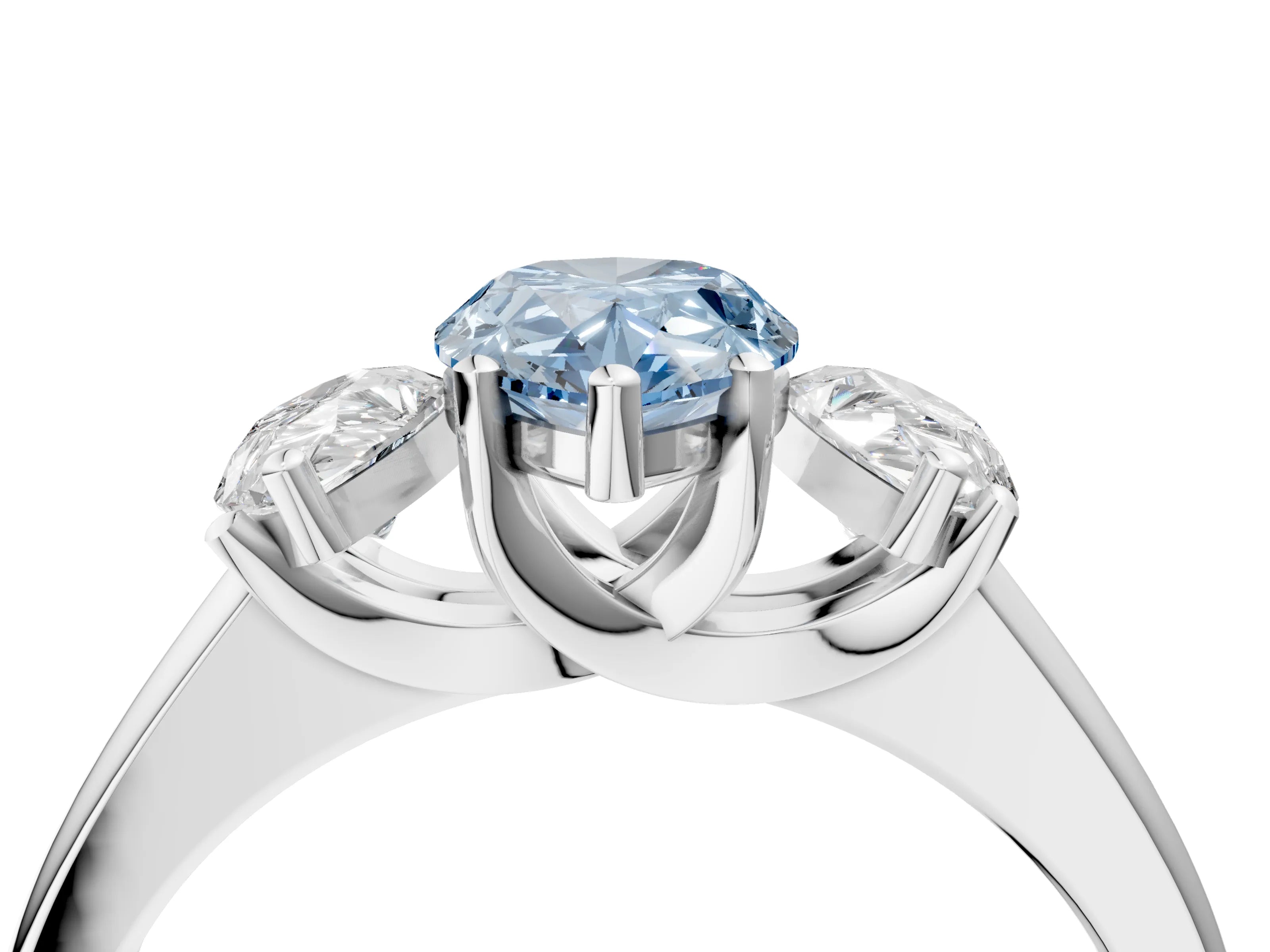 White gold Three-Stone Fancy Blue Pear Cut Cut Solitaire Ring with Classic Prong Setting_16