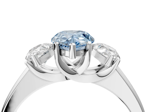 White gold Three-Stone Fancy Blue Pear Cut Cut Solitaire Ring with Classic Prong Setting_16