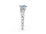 White gold Three-Stone Fancy Blue Pear Cut Diamond Braided Band Ring with Four-Prong Setting_22